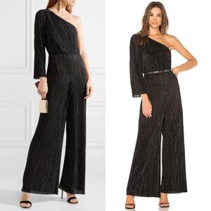 Alice + Olivia Keiko Pleated One-Shoulder Wide-Leg Jumpsuit
